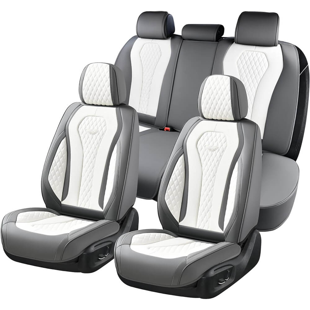 Coverado Front and Back Seat Cover Premium Faux Leather Full Set Waterproof  Universal Fit