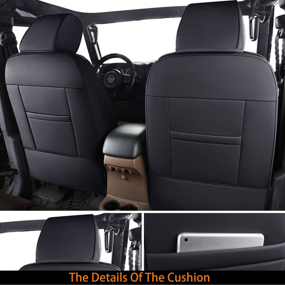 Coverado Seat Covers for 2007-2017 Jeep Wrangler JK JL 2-Door/4-Door Faux Leather Custom Fit