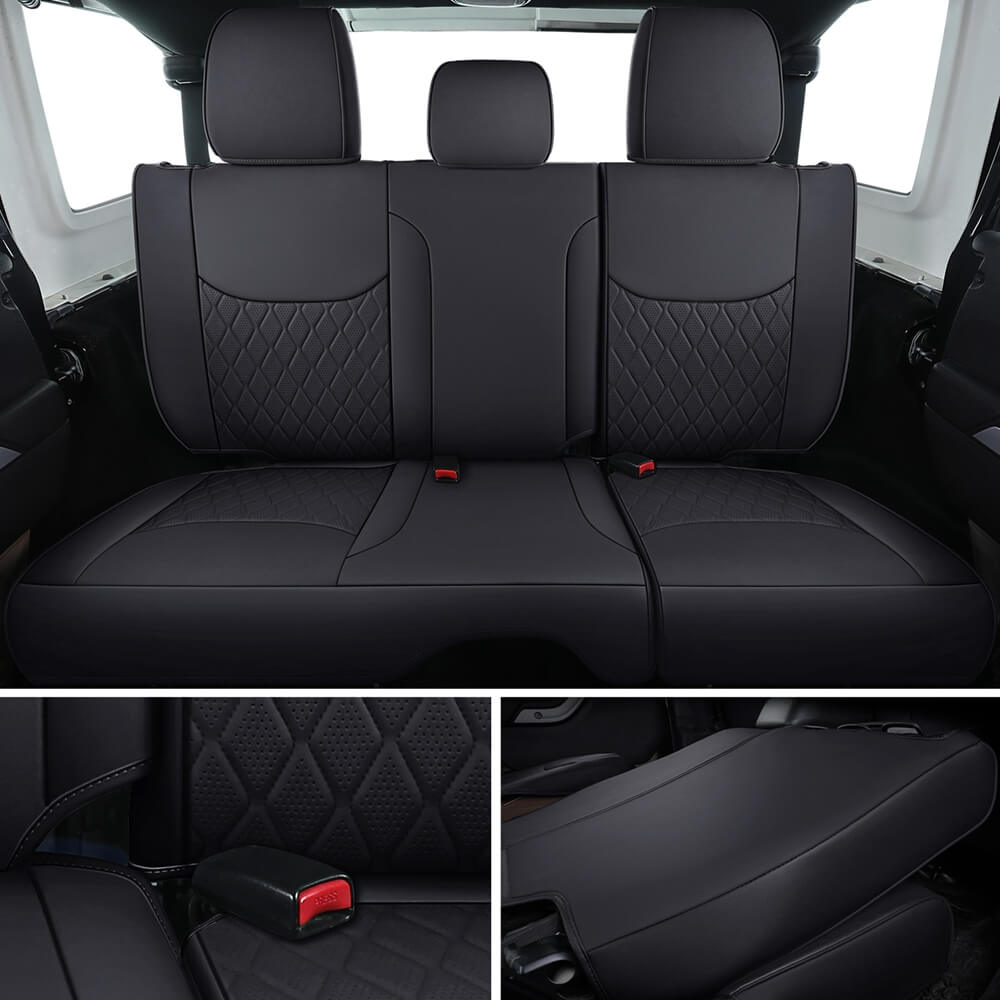 Coverado Seat Covers for 2007-2017 Jeep Wrangler JK JL 2-Door/4-Door Faux Leather Custom Fit