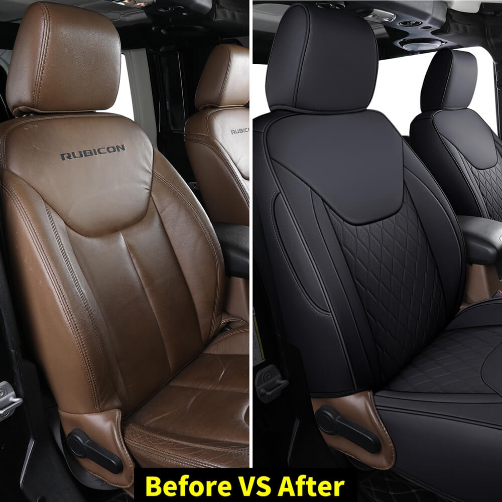 Coverado Seat Covers for 2007-2017 Jeep Wrangler JK JL 2-Door/4-Door Faux Leather Custom Fit