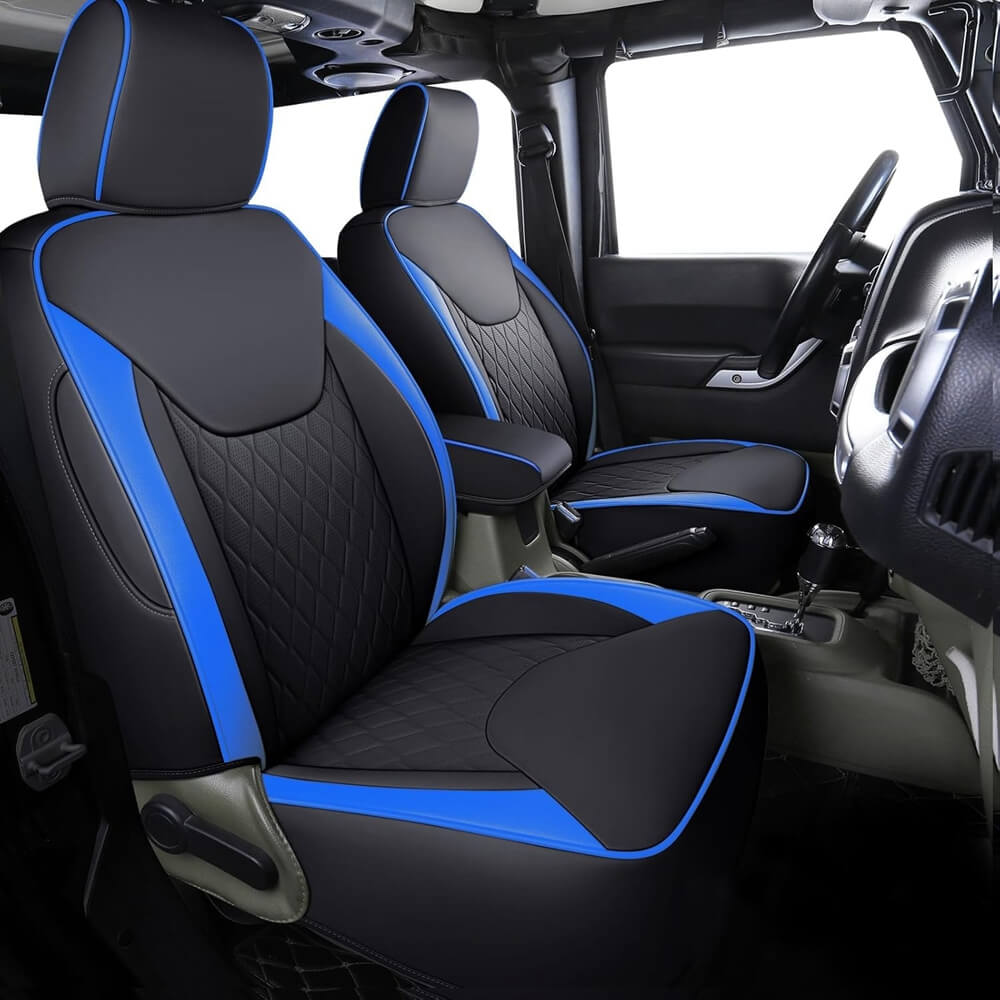 Coverado Seat Covers for 2007-2017 Jeep Wrangler JK JL 2-Door/4-Door Faux Leather Custom Fit