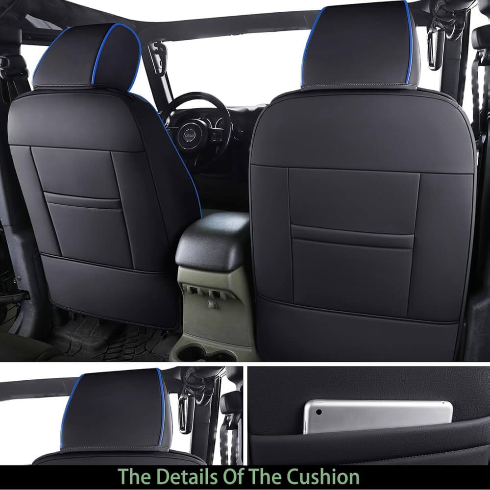 Coverado Seat Covers for 2007-2017 Jeep Wrangler JK JL 2-Door/4-Door Faux Leather Custom Fit