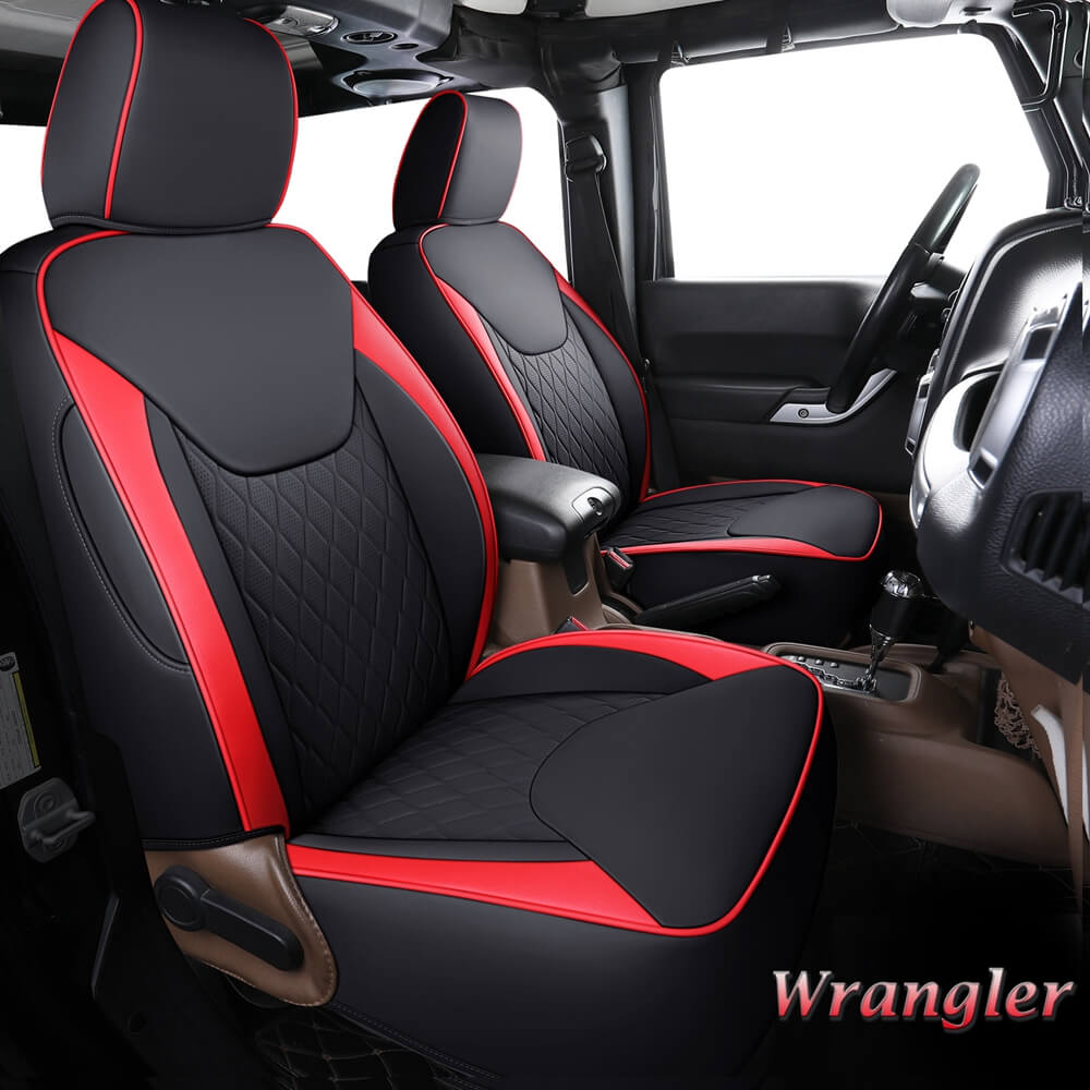 Coverado Seat Covers for 2007-2017 Jeep Wrangler JK JL 2-Door/4-Door Faux Leather Custom Fit