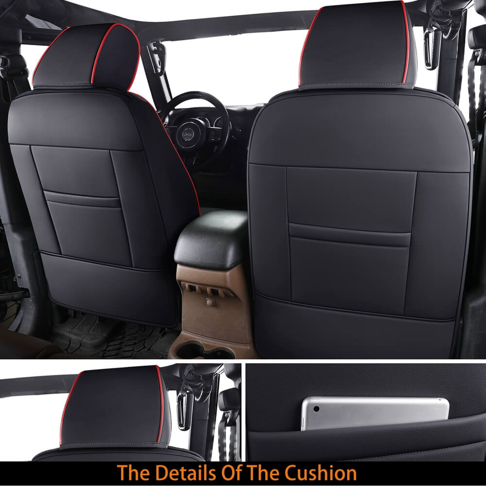Coverado Seat Covers for 2007-2017 Jeep Wrangler JK JL 2-Door/4-Door Faux Leather Custom Fit