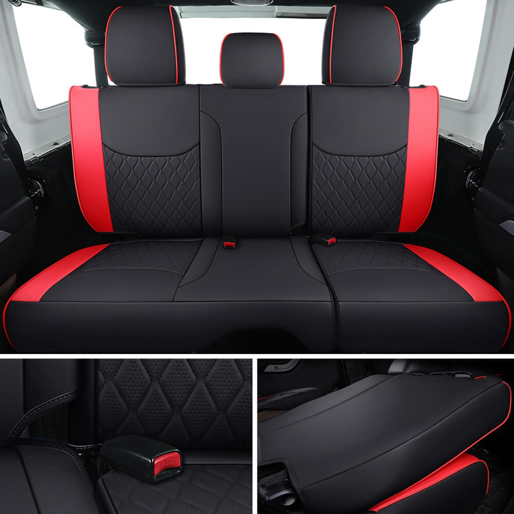 Coverado Seat Covers for 2007-2017 Jeep Wrangler JK JL 2-Door/4-Door Faux Leather Custom Fit