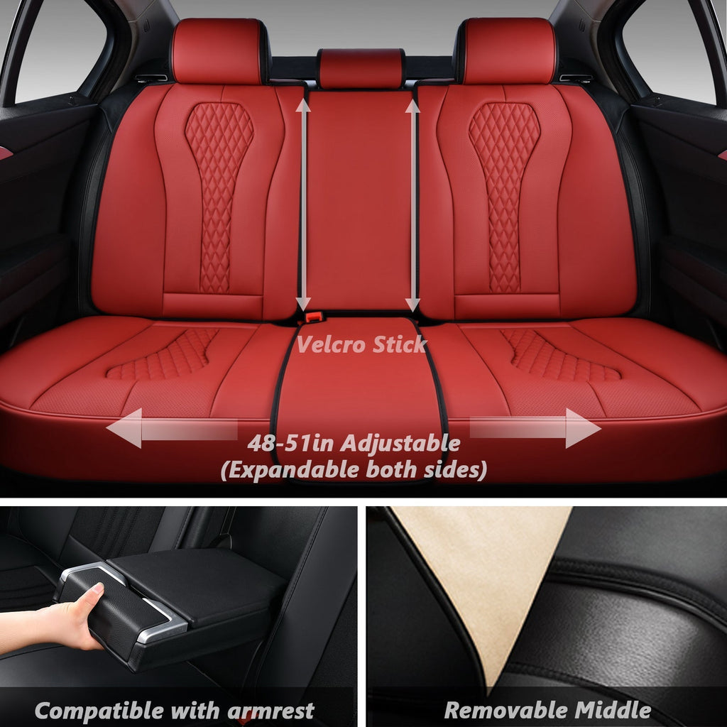 Coverado Front and Back Seat Cover Set Red 2