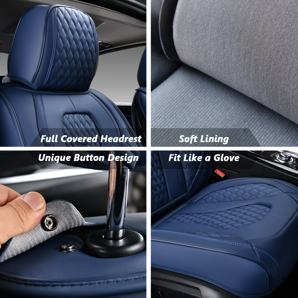 Coverado Front and Back Seat Cover Set Blue 4
