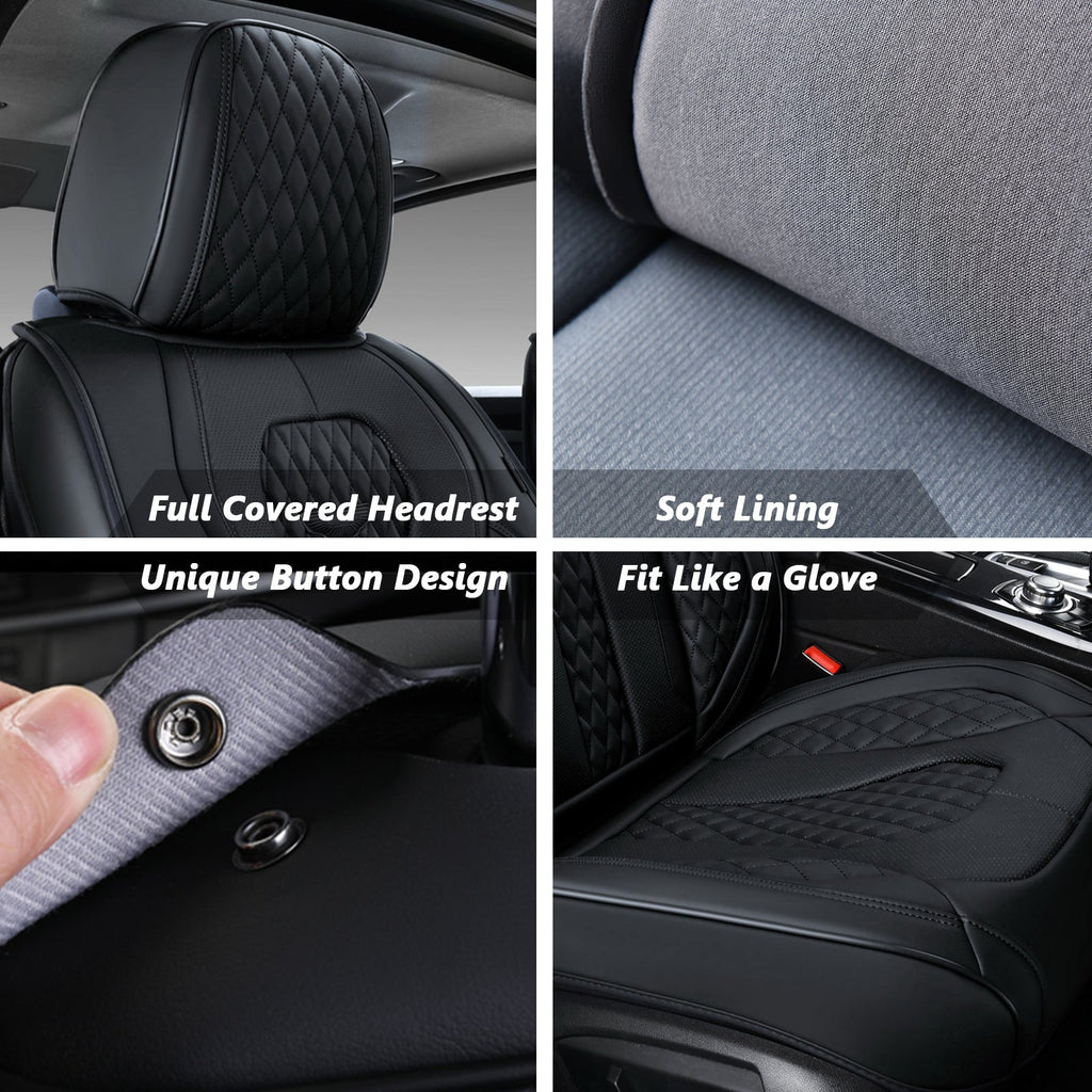 Coverado Front and Back Seat Cover Set Black 4