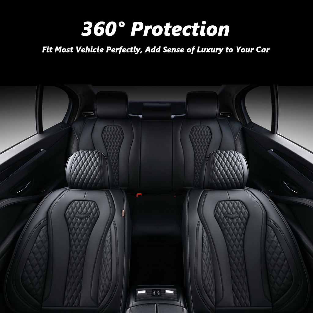 Coverado Front and Back Seat Cover Set Black 5