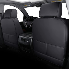Coverado 2-Seat Custom Front Seat Covers Fit 2007-2025 1500 Chevy Silverado GMC Sierra, 2015-2025 2500HD 3500HD Crew Double Extended Cab Faux Leather Seat Cover Set