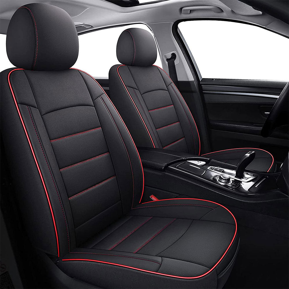 Coverado Full Set Seat Covers for Car Leather Seat Covers Fit Car Black&Red 1