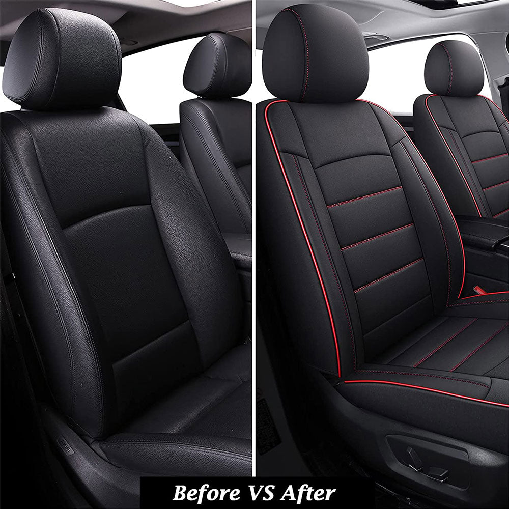 Coverado Front and Back Seat Covers for Cars Breathable Seat Cover Fit SUV Black&Red 5