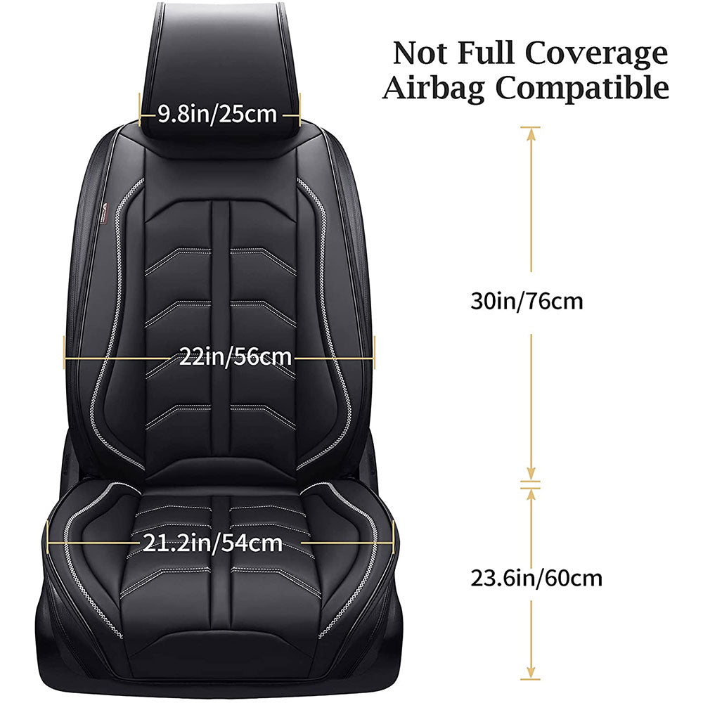 Coverado Front Seat Cover, Waterproof Seat Covers, Leather Car Seat Cushion, 2pcs Universal Seat Covers for Cars, Car SEATS Protector, Black Car