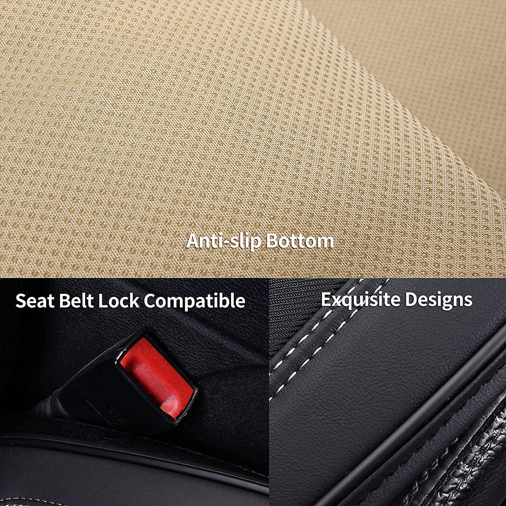 Coverado Seat Cover Front Pair Seat Cover Sweatproof Fit Car Pleated Pattern 3