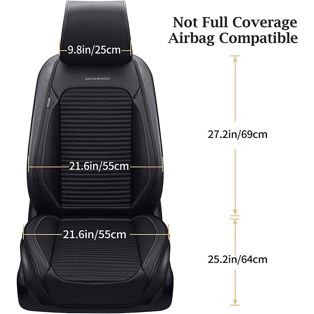 Coverado Full Seat Cover Set Leather Seat Cover for Car Seat Fit Car Pleated Pattern 5