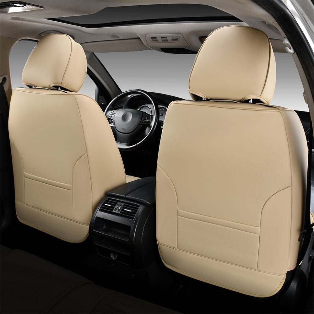 Coverado Leather Full Set Seat Cover Stain Remover Fit Sedan Beige 3