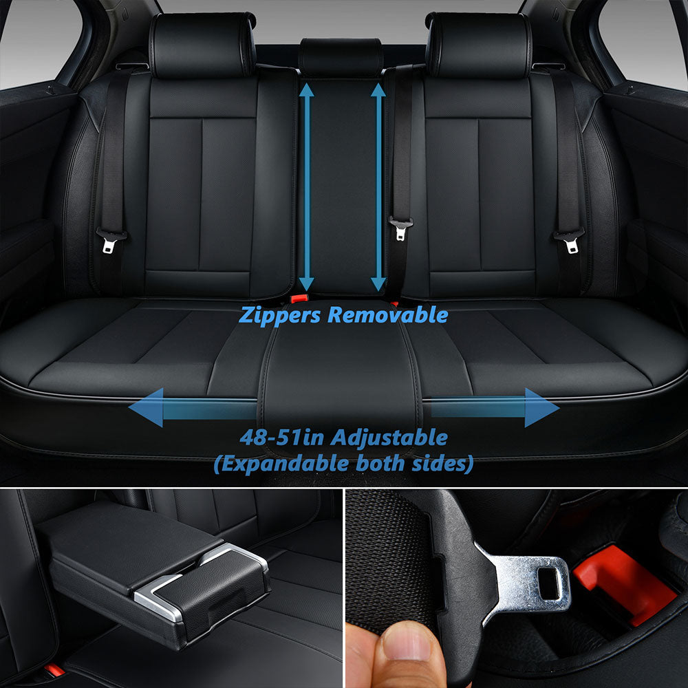 Coverado Front and Back Seat Cover Set Washable Waterproof Seat Cover Fit Sedan Black 4