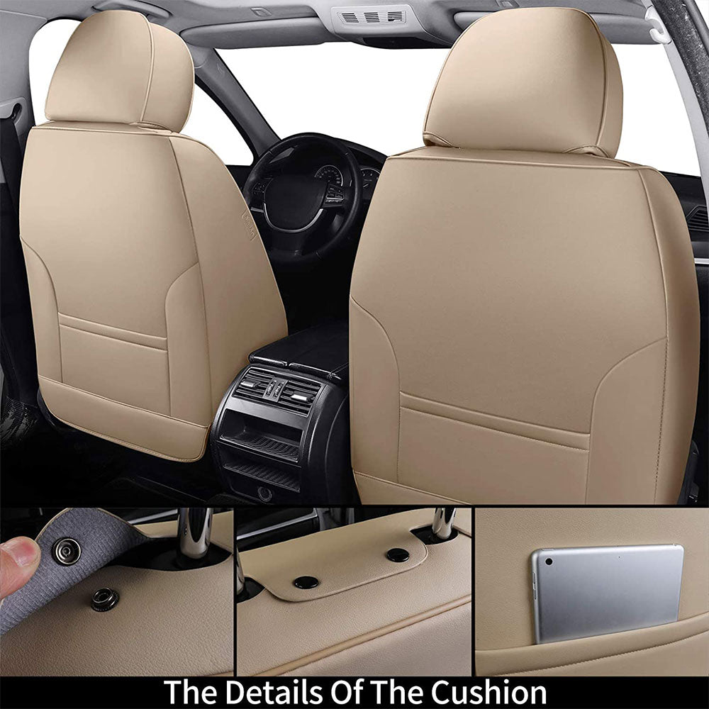 Coverado Front and Back Seat Cover Premium Faux Leather Full Set Water