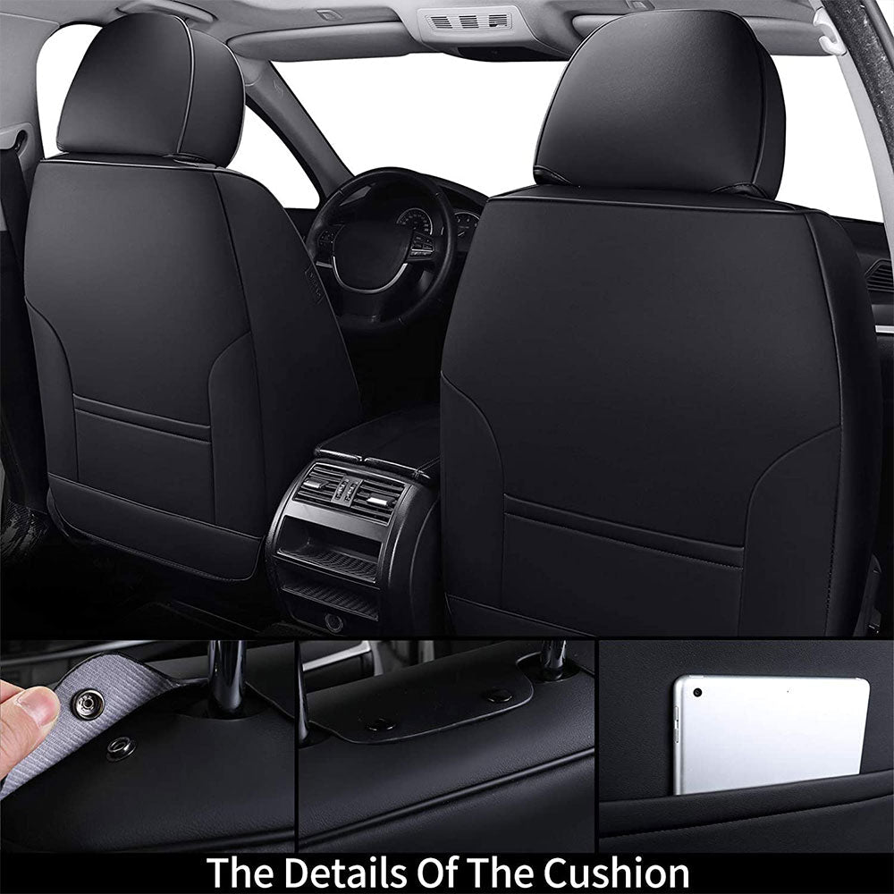 Coverado Full Car Seat Cover Sets Waterproof Seat Cover Fit Car Black 3