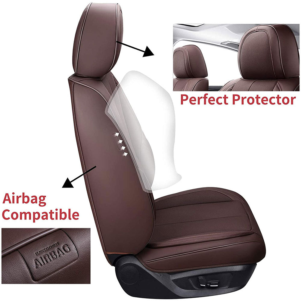 Coverado Front Seat Covers 2 Pieces, Waterproof Nappa Leather Auto Seat Protectors Car Accessories, Universal Fit for Most Sedan