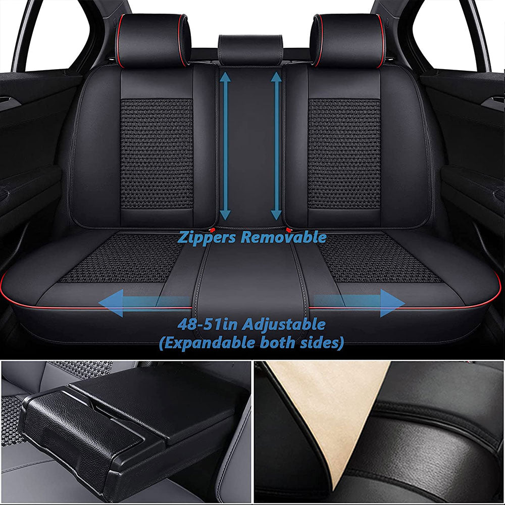 Coverado Front Seat Covers for Cars Seat Cover Side Airbag Compatible Fit Car Black Red 3