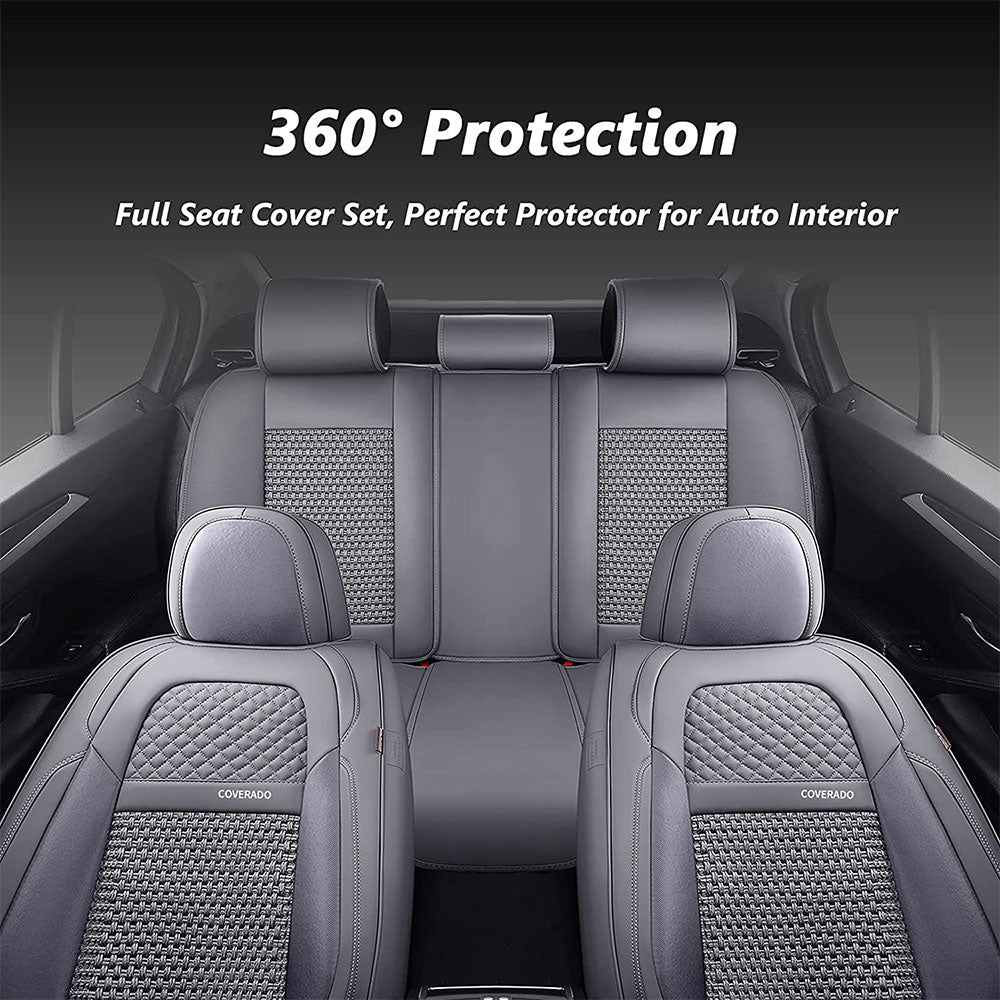 Coverado Full Set Seat Cover Breathable Car Seat Cover Fit SUV Gray 6