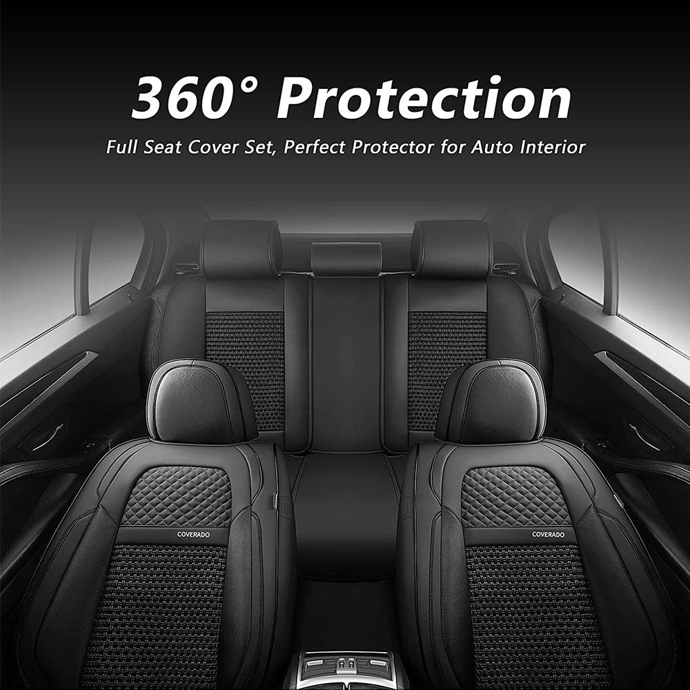 Coverado Seat Cover Front Pair Car Seat Cover Compatible Fit SUV Pureblack 6