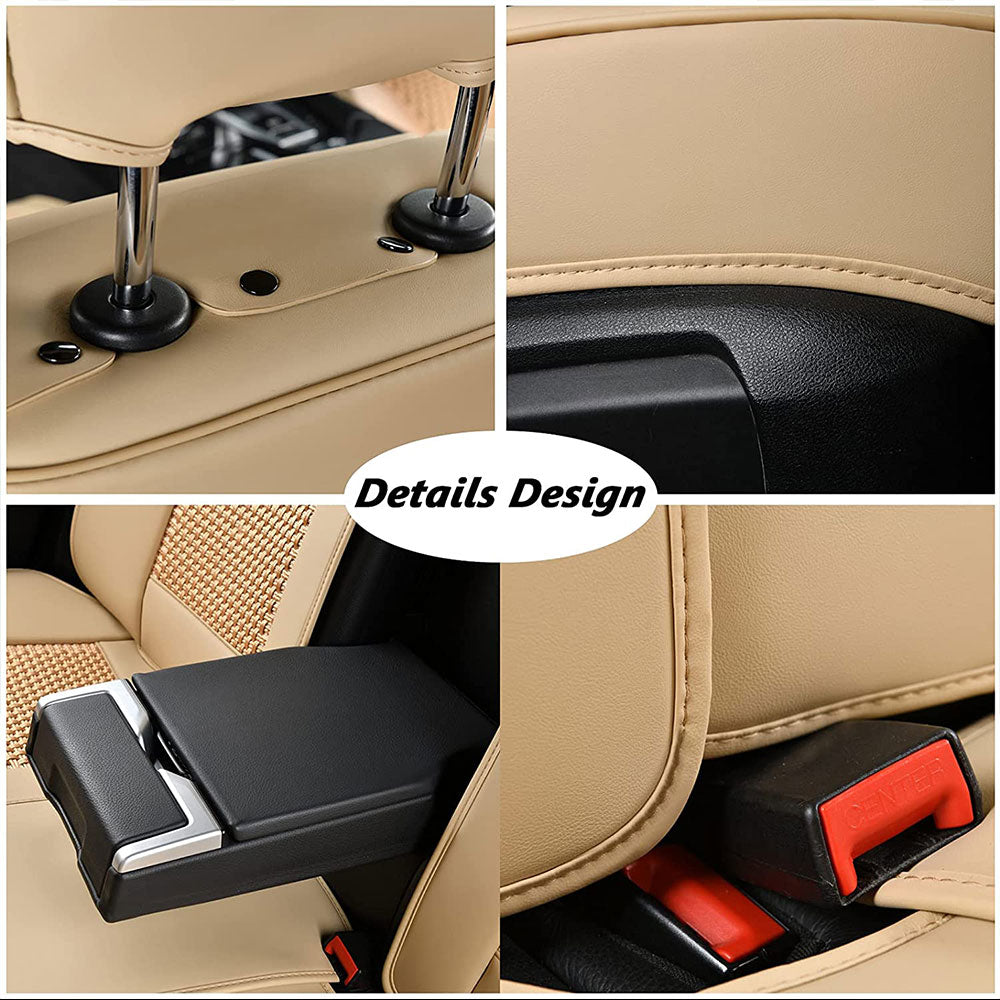 Coverado Full Set Car Seat Cover Car Seat Cover Stain Removal Fit Sedan Beige 4