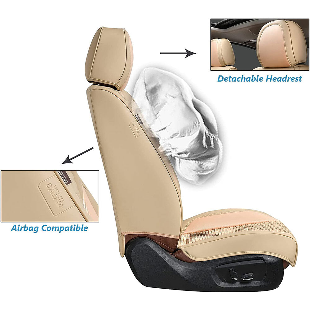 Coverado Auto Seat Cover Leather Seat Cover for Car Seat Fit Sedan Beige 5