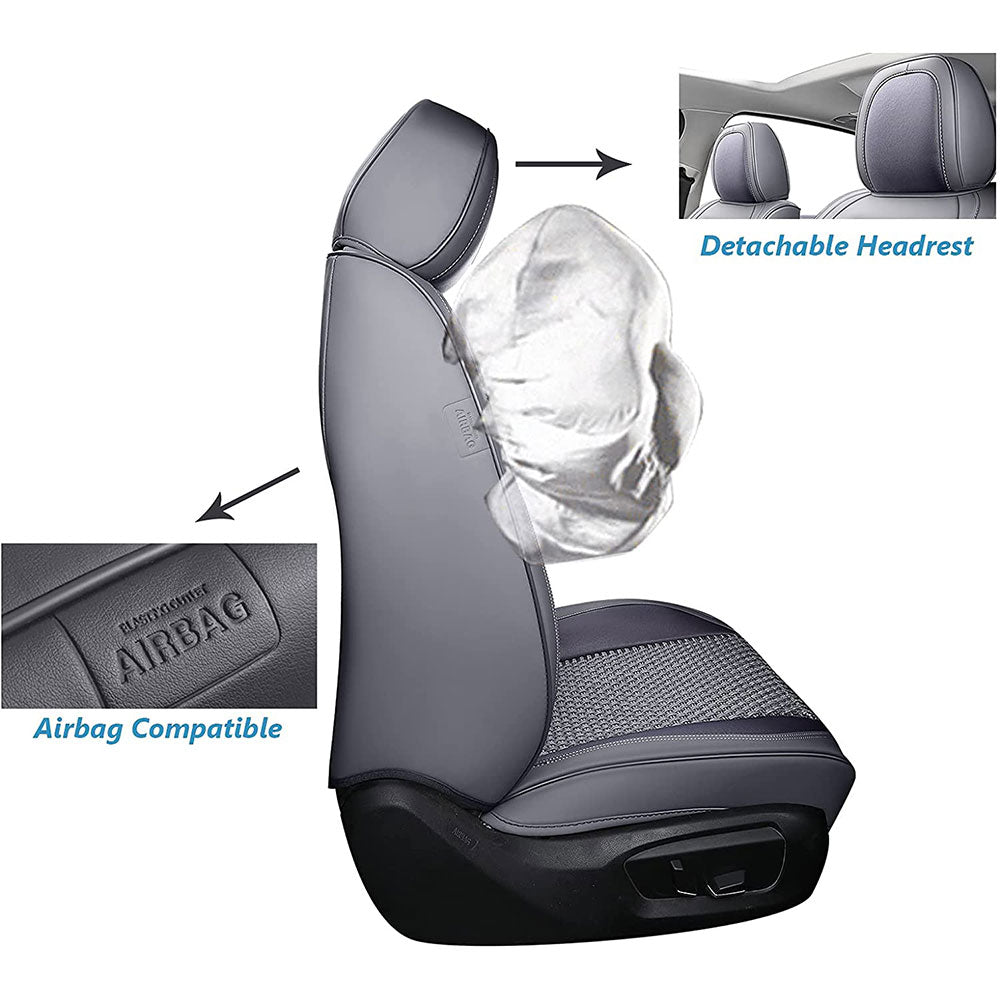 Coverado Front and back Seat Cover Set Washable Back Seat Cover Fit Sedan Gray 5