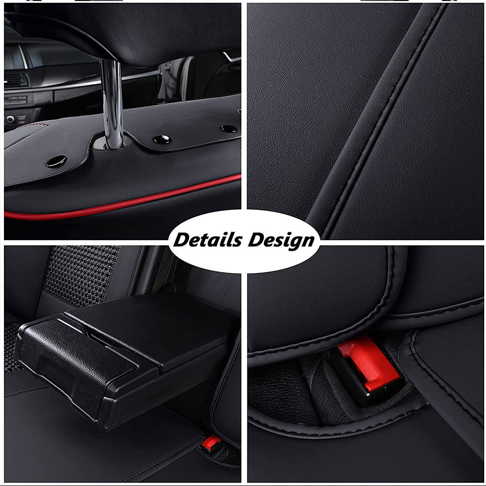 Coverado Front and Back Seat Cover Anti-sweat Seat Cover Fit Sedan Black Red 4