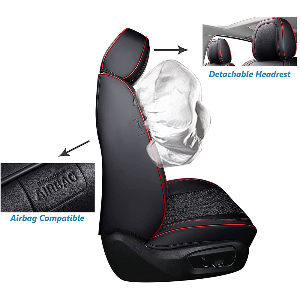 Coverado Full Seat Covers Seat Cover Stain Remover Fit Sedan Black Red 5
