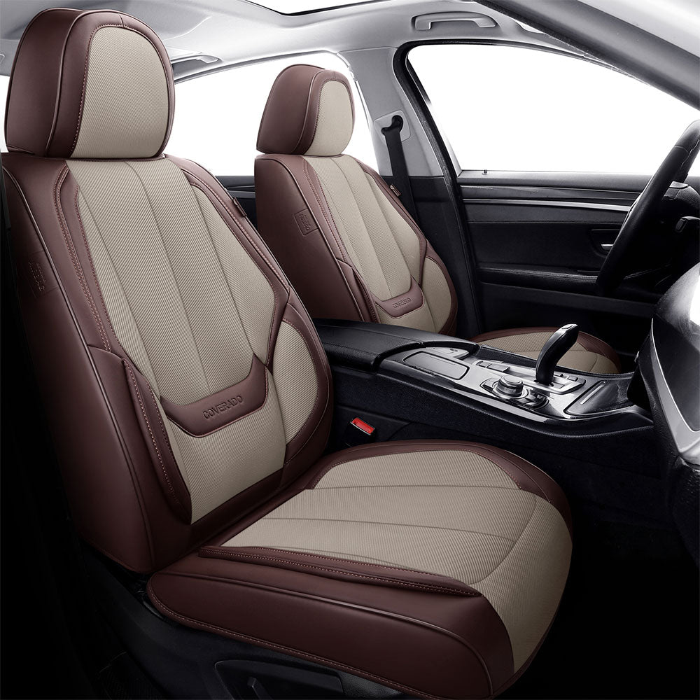 Coverado LeatherFabric Front and Back Seat Cover Protector Universal