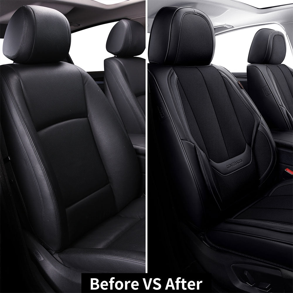 Coverado Full Set Seat Covers For Car Seat Cover Stain Remover Fit Sedan Black 5