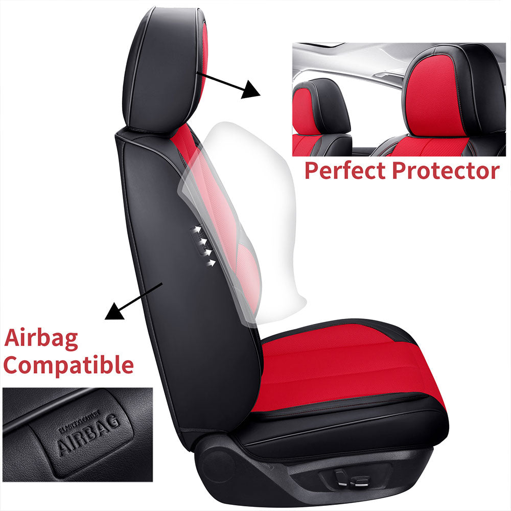 Coverado Front Seat Covers For Ford F150 Car Seat Cover Airbag Compatible Fit Sedan Red 4