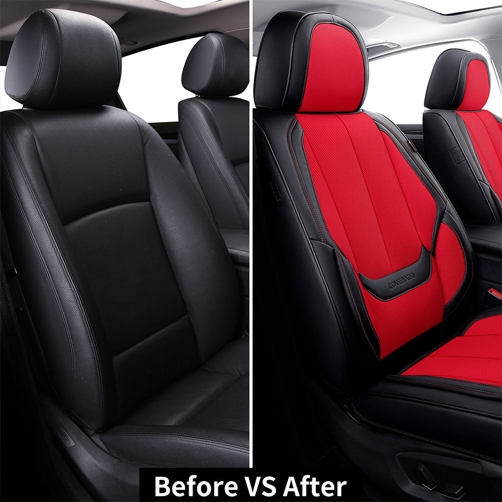 Coverado Front and Rear Seat Cover Sweat Fit Sedan Red 5