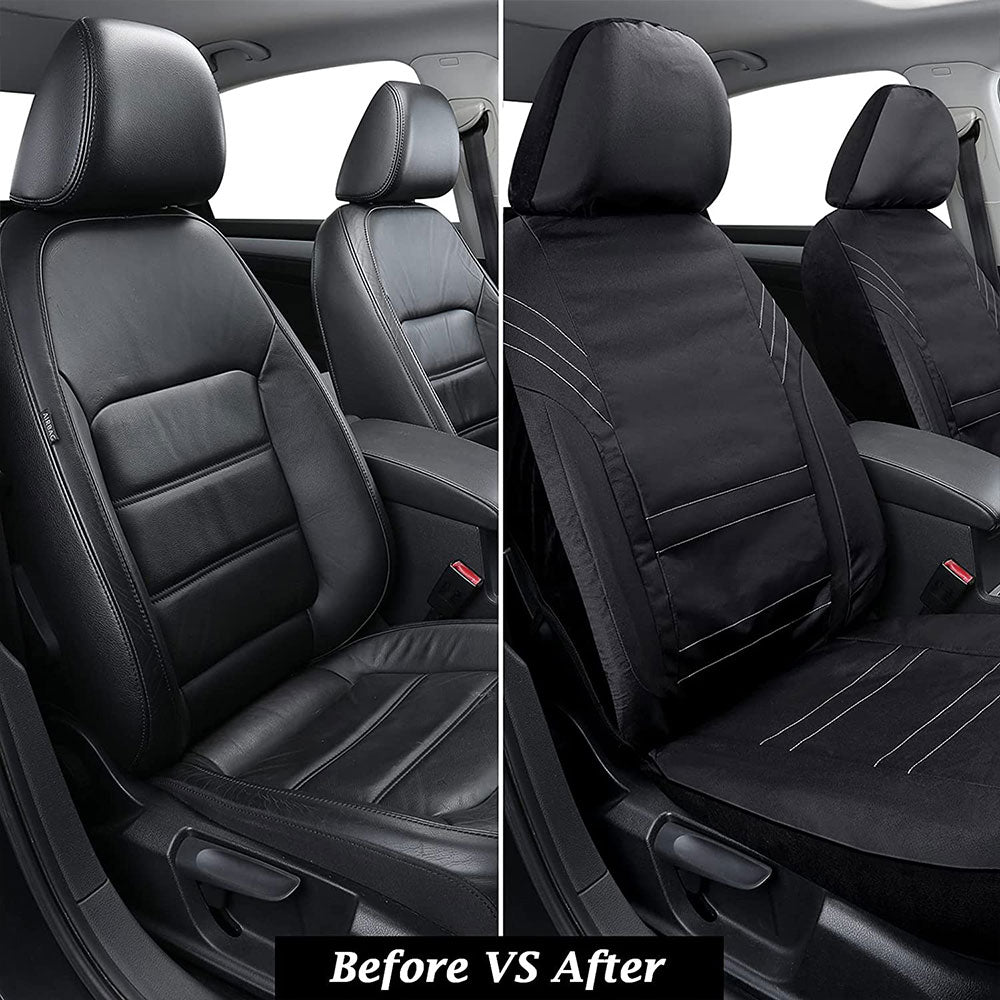 Coverado Full Set Black Car Seat Covers Set, 5 Seats Waterproof Premium  Leather Front and Back Seat Covers, Universal Auto Seat Protectors Car