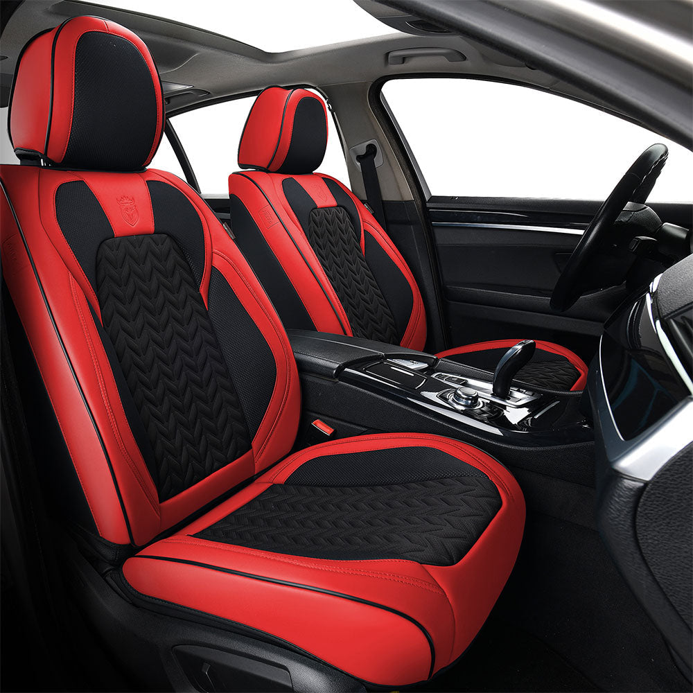Coverado Front and Back Seat Cover Drive Seat Cover Sweat Fit Car Red 1