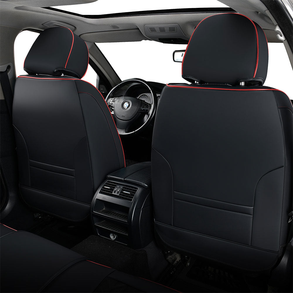 Coverado Front and Back Seat Cover Set Seat Cover Washable Fit Sedan Black&Red 3