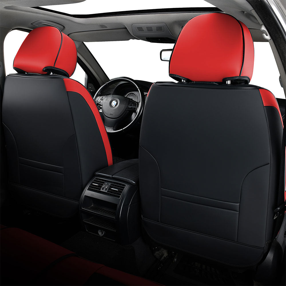 Coverado Seat Cover Universal Leather Seat Cover for Car Seat Fit Sedan Red 3